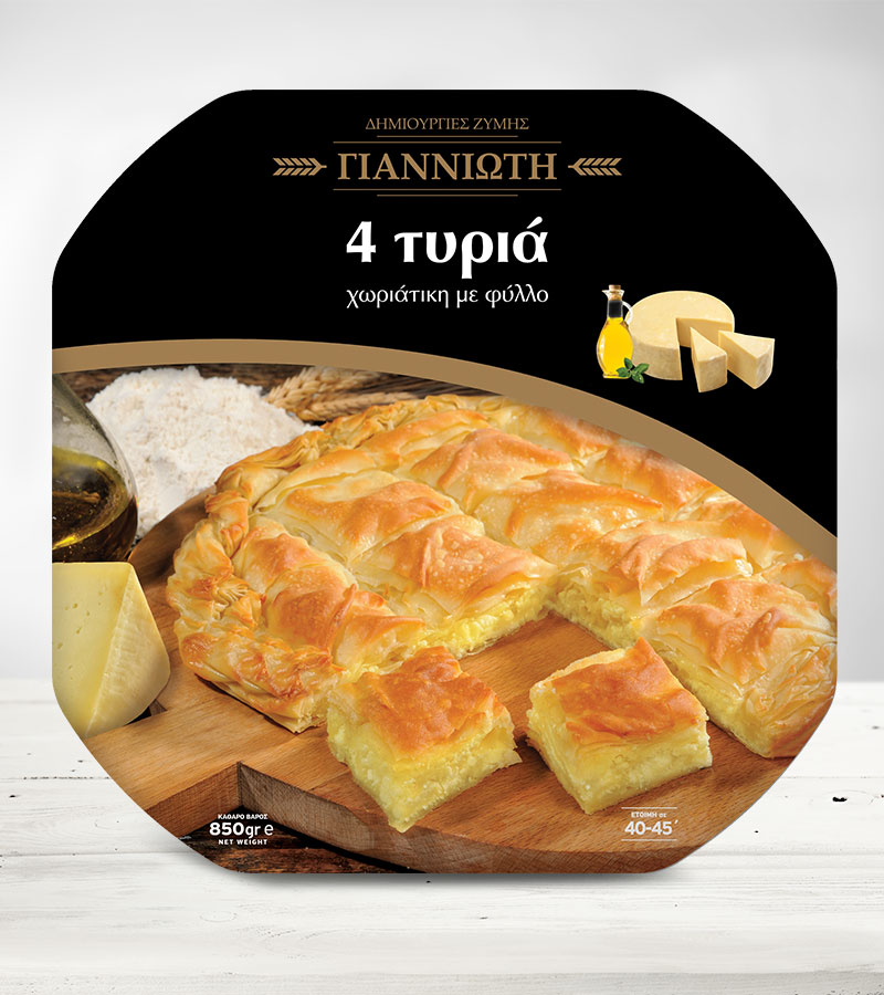 Γιαννιώτη Δημιουργίες Ζύμης, Τυρόπιτα Χωριάτικη 4 Τυριά (850γρ.)